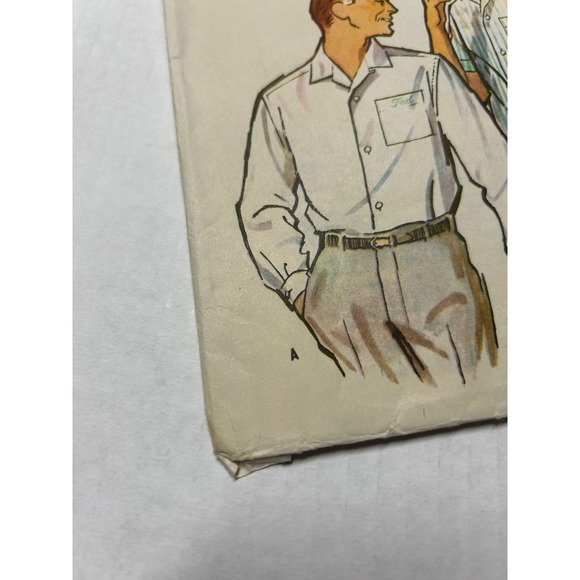 McCalls Vintage 1950's Pattern #4723 Men's Shirt with Monogram Size 15-15.5 - Picture 5 of 6